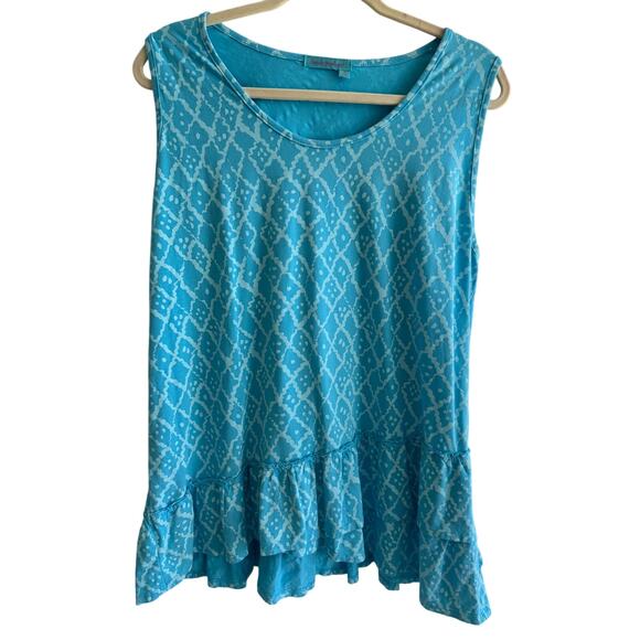 Fresh Produce Fiona Tank Turquoise Geometric Women XL Made USA - Picture 1 of 7
